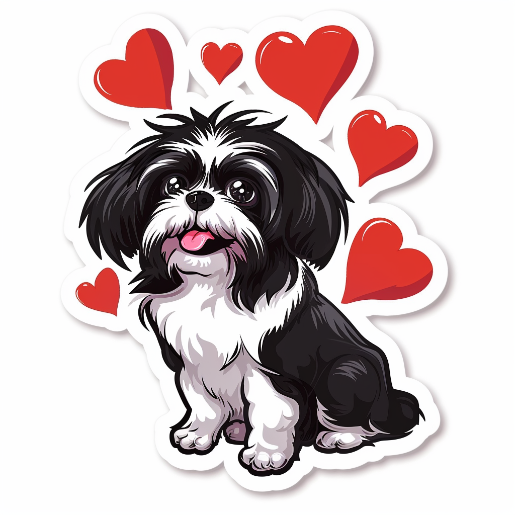 Adorable Shih Tzu Dog Expressive surreal Vinyl Decal Sticker for Car, Laptop, Tumbler and more # F018298