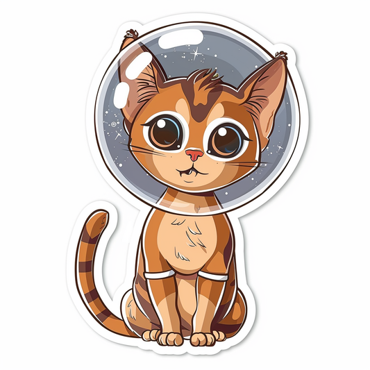 Abyssinian Cat astronaut majestic Expressive surreal Vinyl Decal Sticker for Car, Laptop, Tumbler and more # F021317-4" x 4"