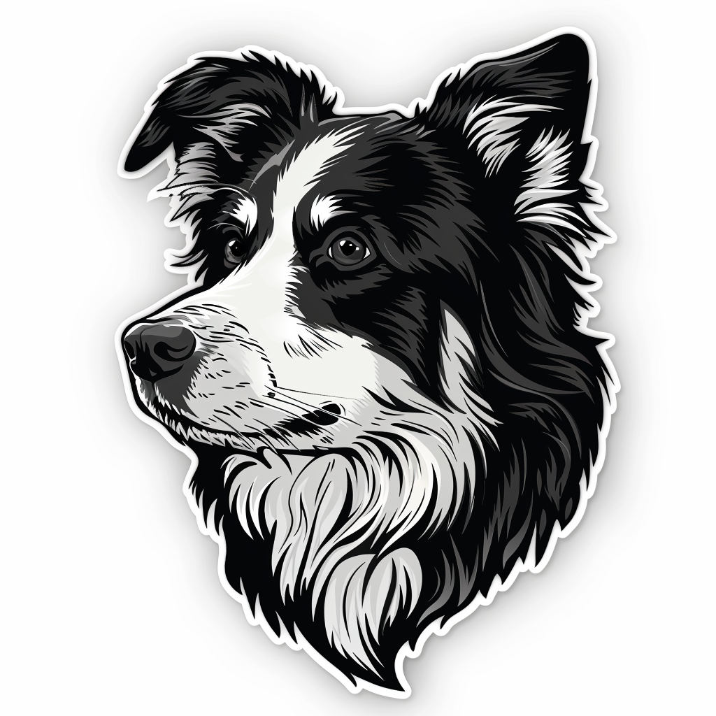 Border Collie Dog majestic Expressive surreal Vinyl Decal Sticker for Car, Laptop, Tumbler and more # F021725-4" x 4"