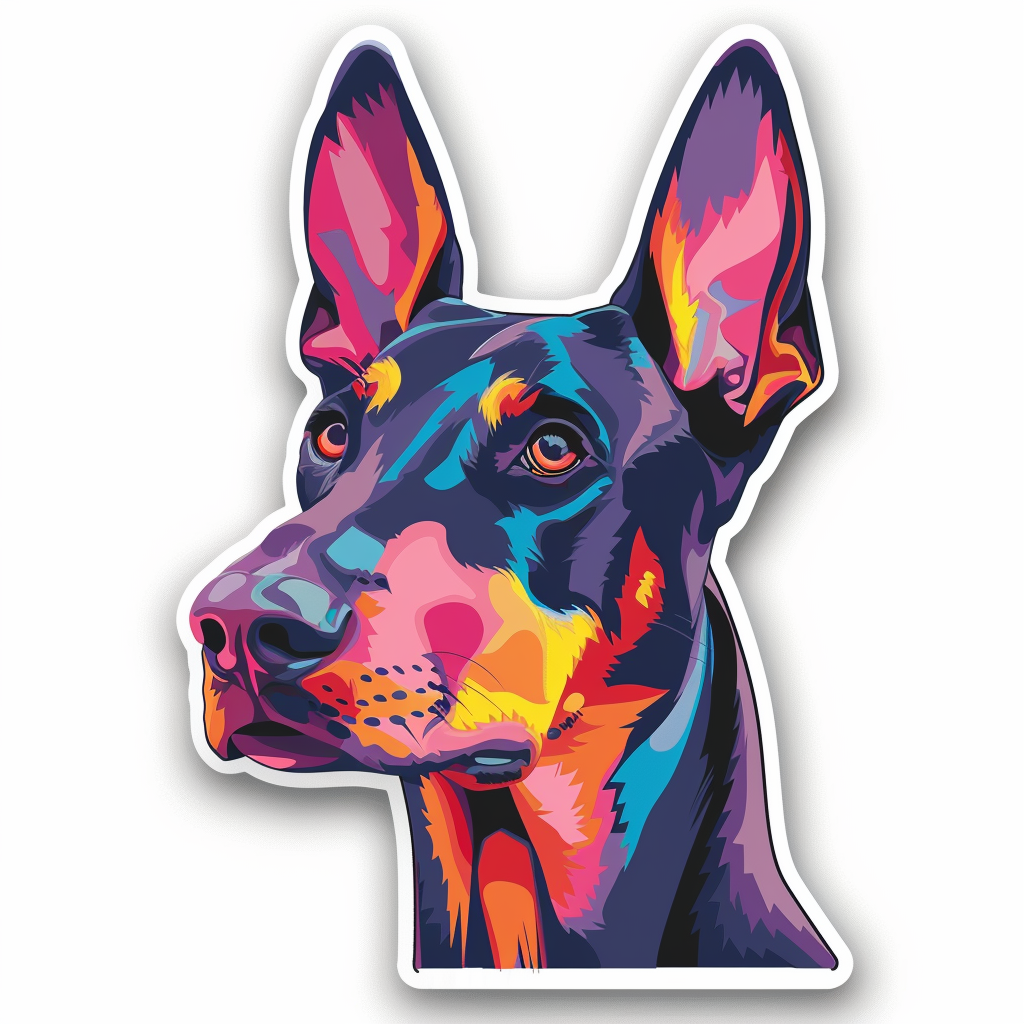Sticker of a Doberman Pinscher Dog majestic Expressive surreal Vinyl Decal Sticker for Car, Laptop, Tumbler and more # F019233