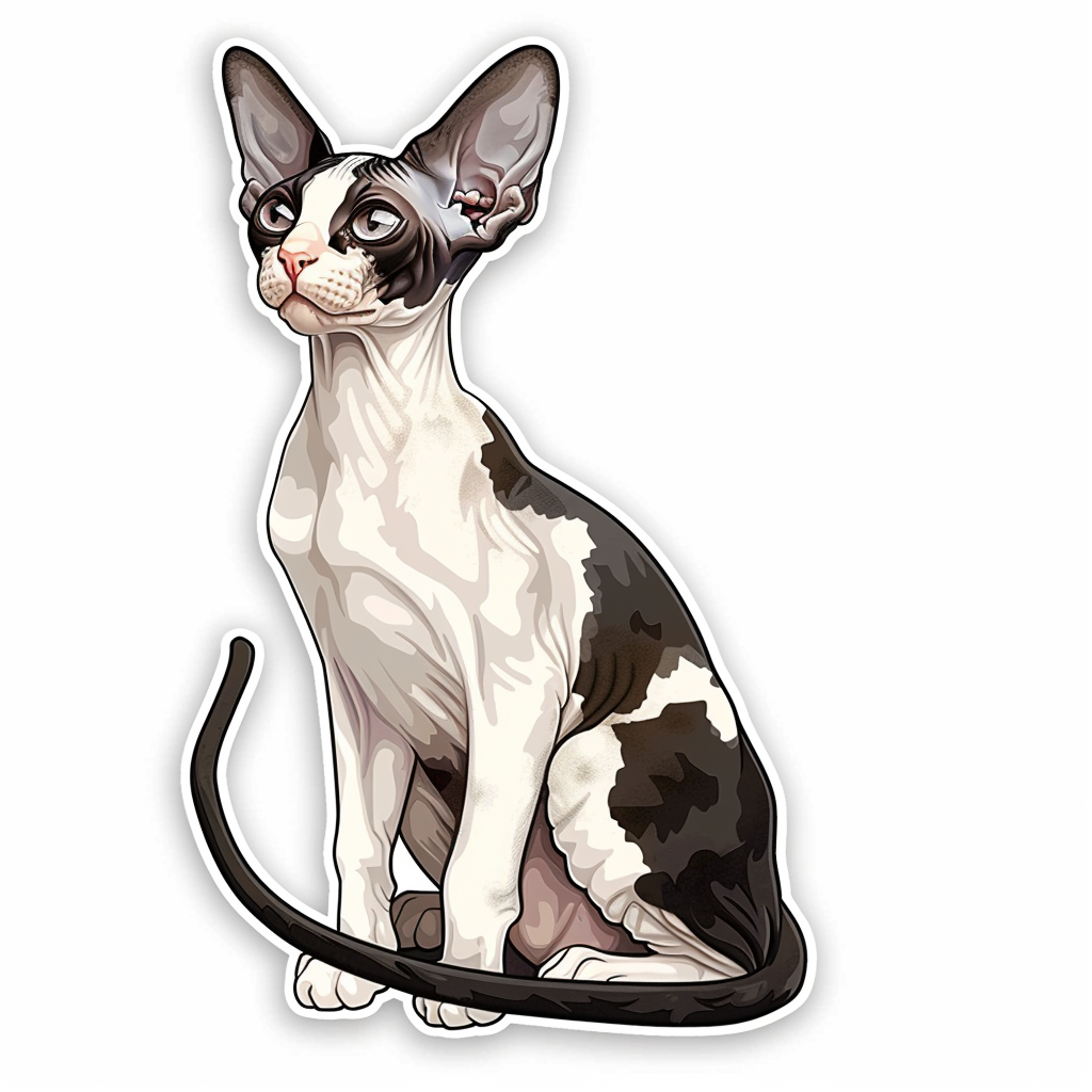 Adorable Cornish Rex Cat Expressive surreal Vinyl Decal Sticker for Car, Laptop, Tumbler and more # F021459-4" x 4"