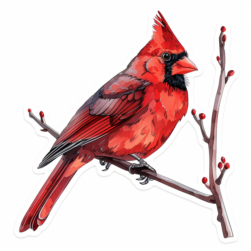 Cardinal Bird majestic Expressive surreal Vinyl Decal Sticker for Car, Laptop, Tumbler and more # F024223