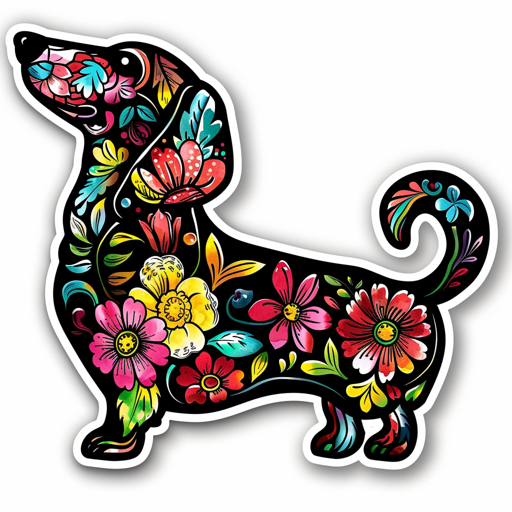 Dachshund Dog floral Vinyl Decal Sticker for Car, Laptop, Tumbler and more # F013164