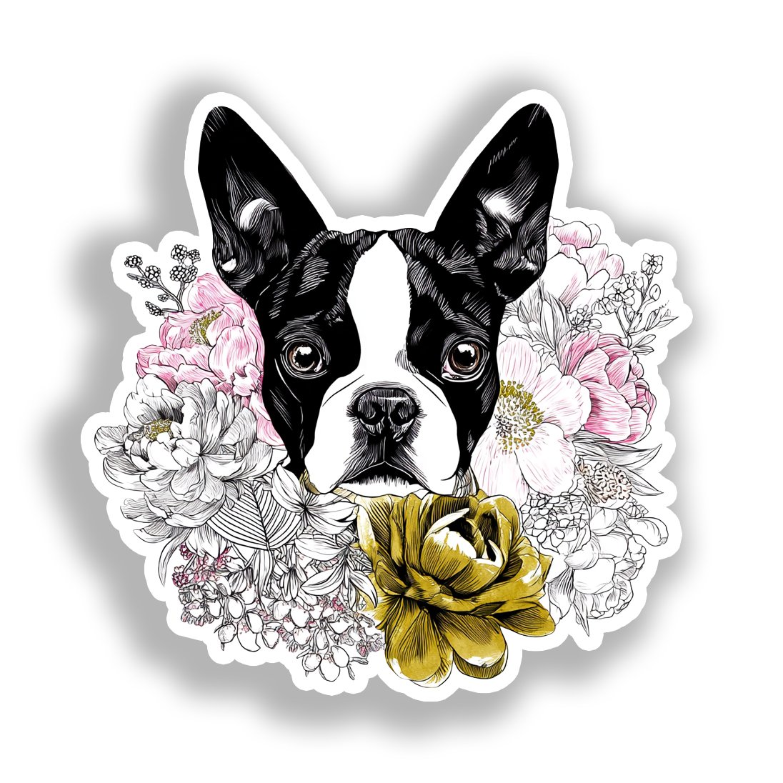 Boston Terrier Dog Vinyl Decal Sticker for Car, Laptop, Tumbler and more # A018998-4" x 4"
