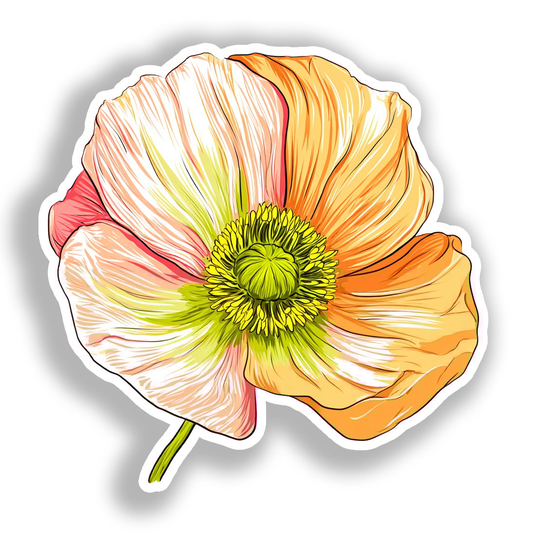 Poppy Flower Vinyl Decal Sticker for Car, Laptop, Tumbler and more # A019252-4" x 4"