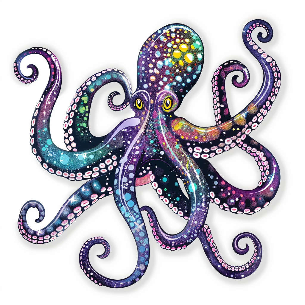 Sticker of a Octopus heartcore majestic Expressive surreal Vinyl Decal Sticker for Car, Laptop, Tumbler and more # F015444
