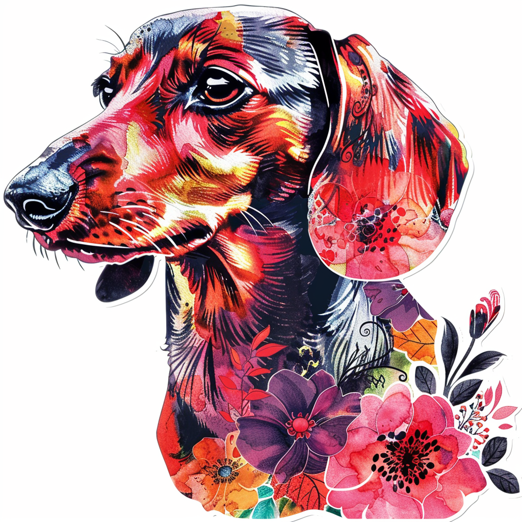 Dachshund Dog floral Vinyl Decal Sticker for Car, Laptop, Tumbler and more # F013094