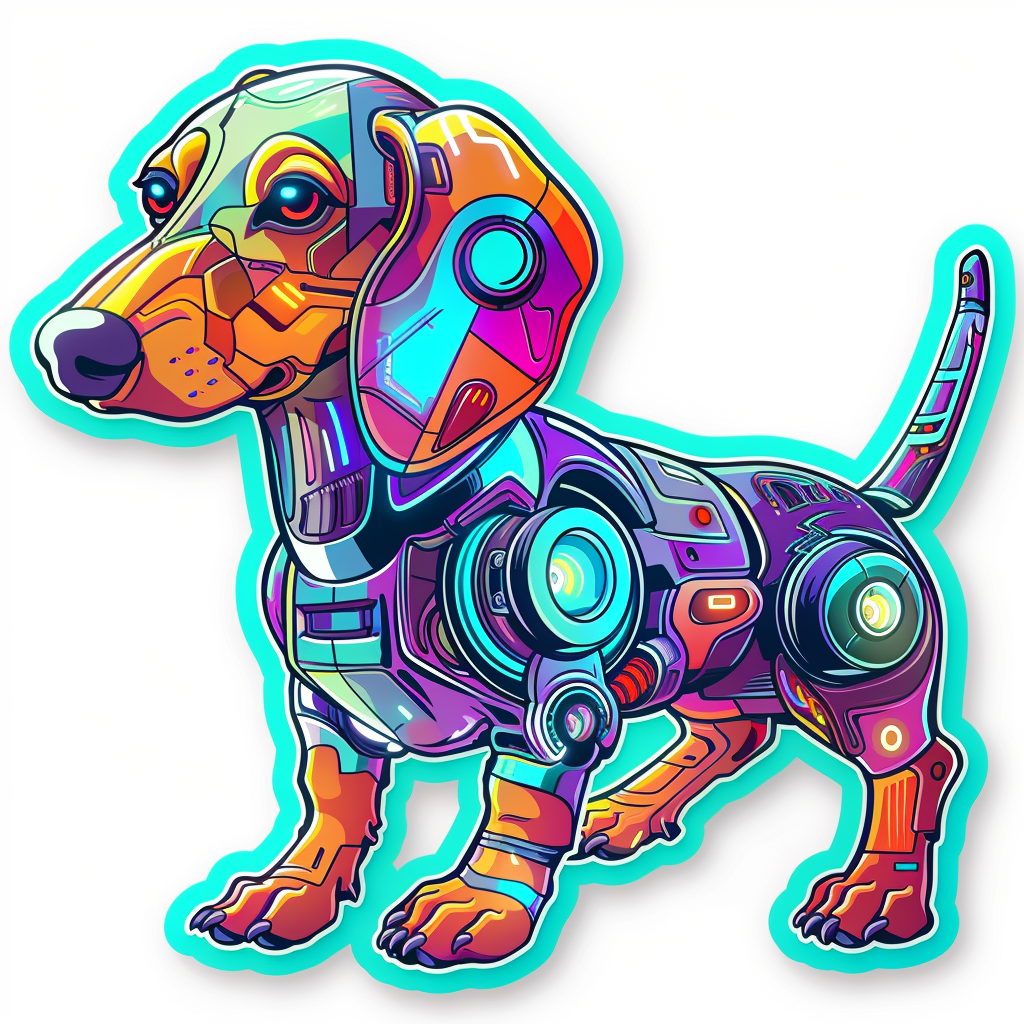Dachshund Dog cyber punk Vinyl Decal Sticker for Car, Laptop, Tumbler and more # F012877