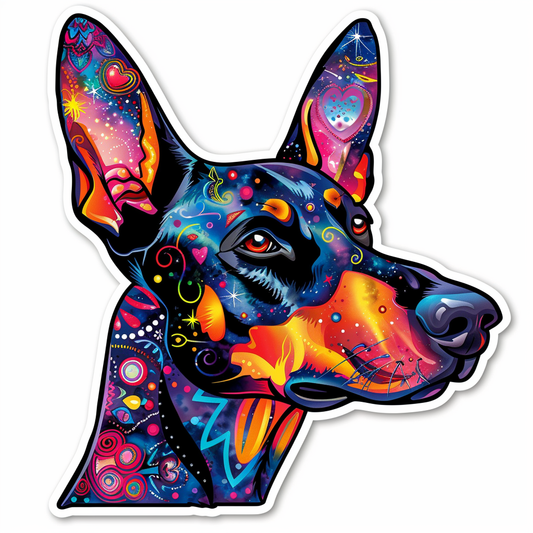 Doberman Pinscher Dog majestic Expressive surreal Vinyl Decal Sticker for Car, Laptop, Tumbler and more # F019617-4" x 4"