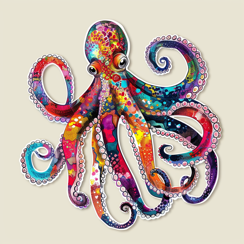 Sticker of an Octopus astronaut majestic Expressive surreal Vinyl Decal Sticker for Car, Laptop, Tumbler and more # F015645