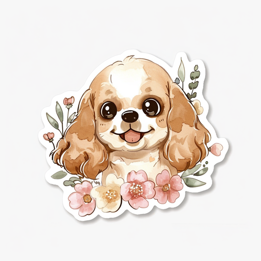 Adorable Cocker Spaniel Dog Expressive surreal Vinyl Decal Sticker for Car, Laptop, Tumbler and more # F020024-4" x 4"