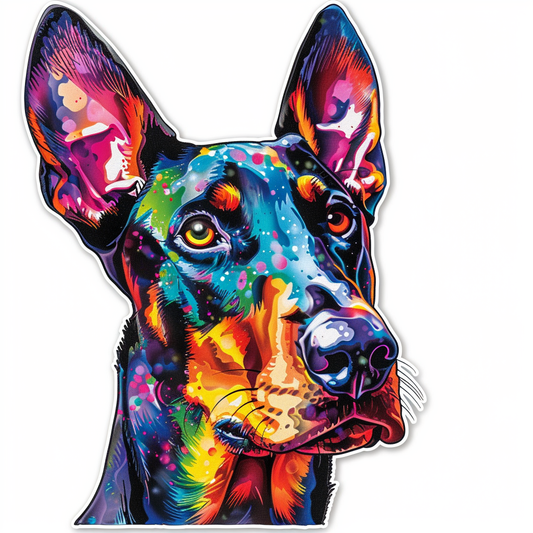 Doberman Pinscher Dog majestic Expressive surreal Vinyl Decal Sticker for Car, Laptop, Tumbler and more # F019608-4" x 4"