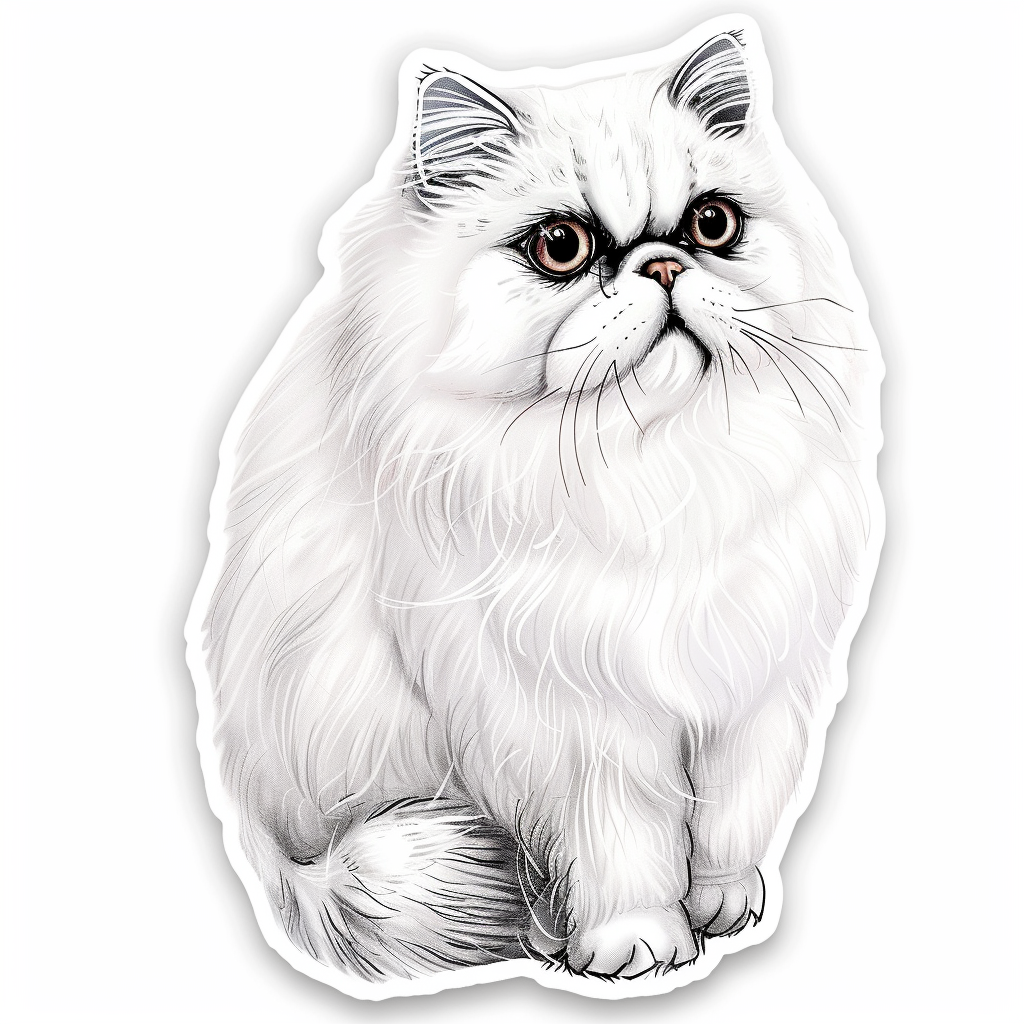 Persian Cat Expressive surreal Vinyl Decal Sticker for Car, Laptop, Tumbler and more # F016054