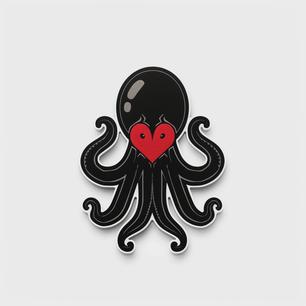 Sticker of a Octopus heartcore majestic Expressive surreal Vinyl Decal Sticker for Car, Laptop, Tumbler and more # F015730