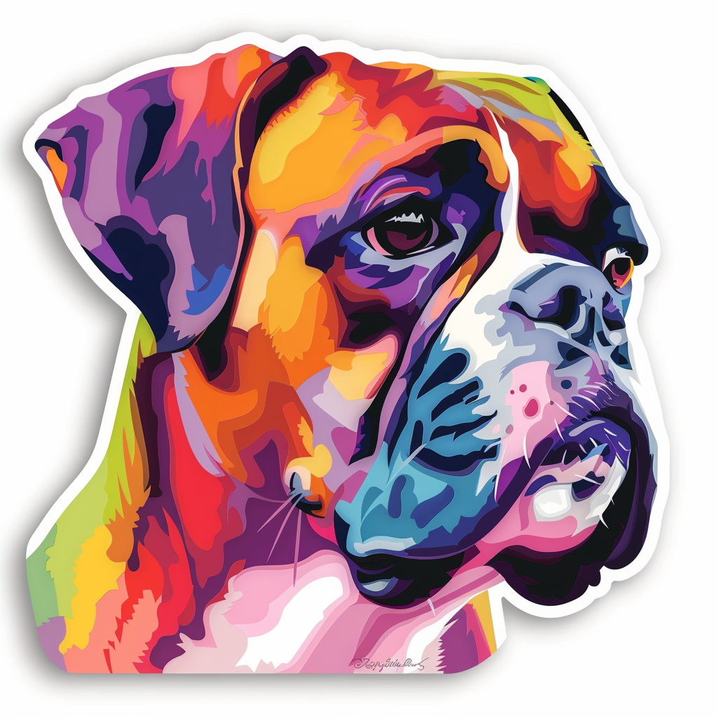 Boxer DogWhite Vinyl Decal Sticker for Car, Laptop, Tumbler and more # F07135