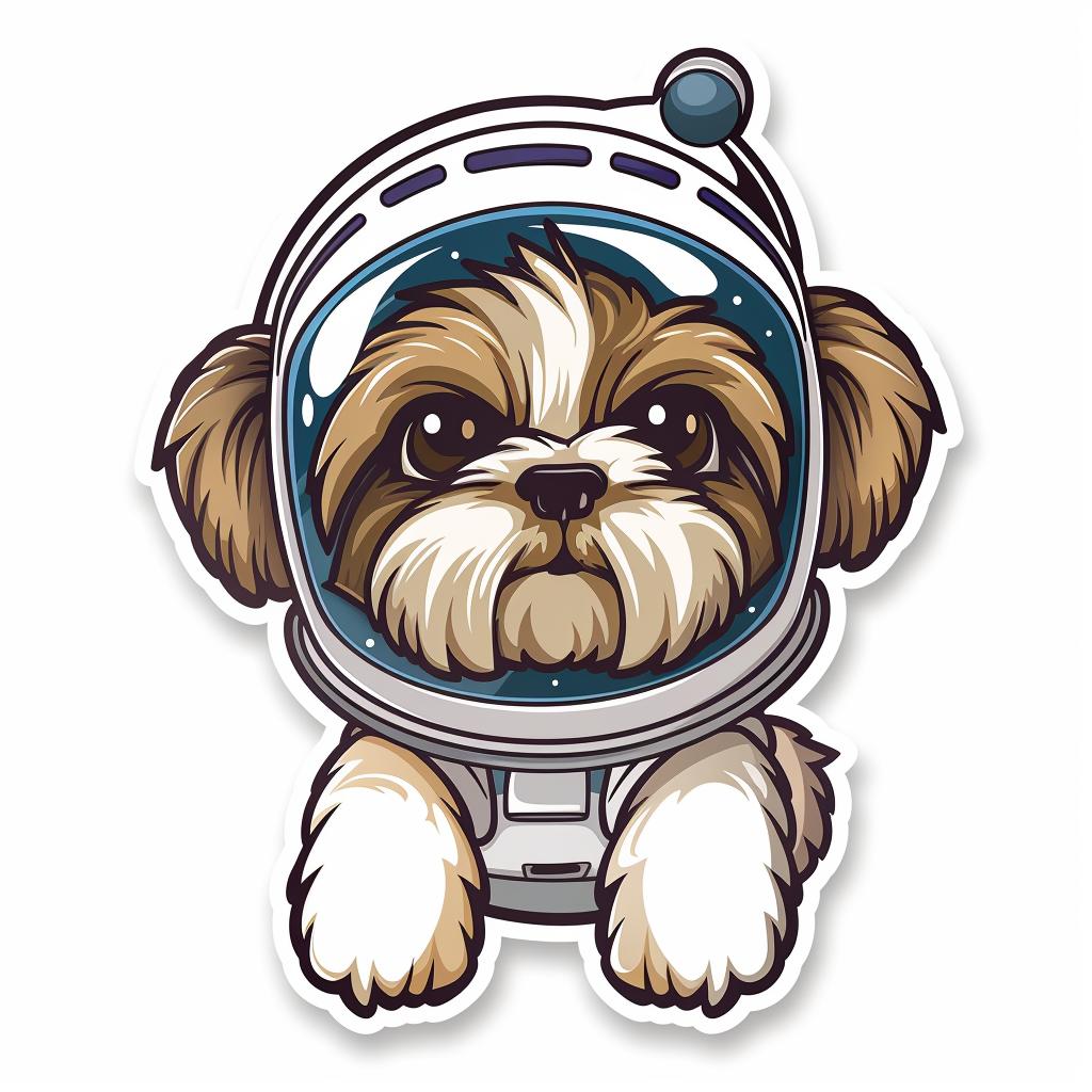 Adorable Shih Tzu Dog Expressive surreal Vinyl Decal Sticker for Car, Laptop, Tumbler and more # F018160