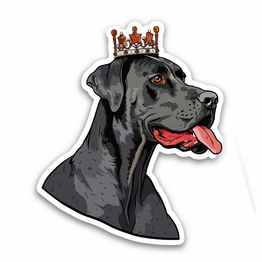Great Dane Dog crowned majestic Expressive surreal Vinyl Decal Sticker for Car, Laptop, Tumbler and more # F017806