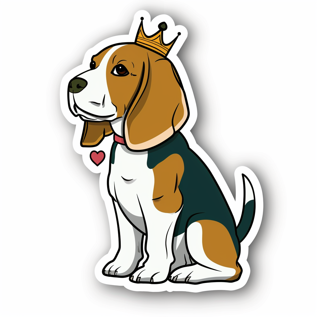 Beagle dog crowned Vinyl Decal Sticker for Car, Laptop, Tumbler and more # F012076