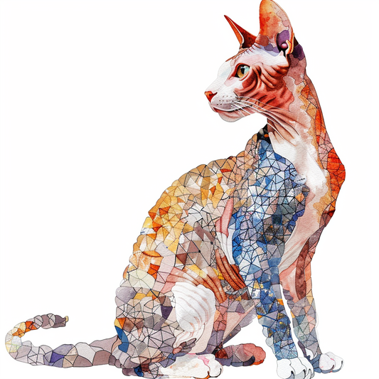 Adorable Cornish Rex Cat Expressive surreal Vinyl Decal Sticker for Car, Laptop, Tumbler and more # F021342-4" x 4"