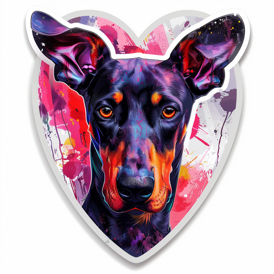 Doberman Pinscher Dog majestic Expressive surreal Vinyl Decal Sticker for Car, Laptop, Tumbler and more # F019577-4" x 4"