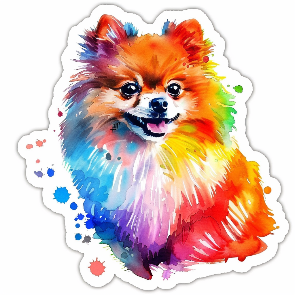 Sticker of a Pomeranian Dog cartoon majestic Expressive surreal Vinyl Decal Sticker for Car, Laptop, Tumbler and more # F013906