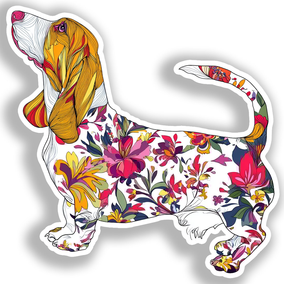 Basset Hound Dog Vinyl Decal Sticker for Car, Laptop, Tumbler and more # A018673-4" x 4"