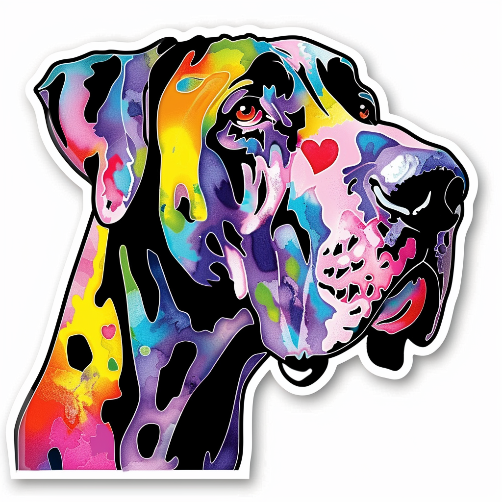 Adorable Great Dane Dog Expressive surreal Vinyl Decal Sticker for Car, Laptop, Tumbler and more # F017958