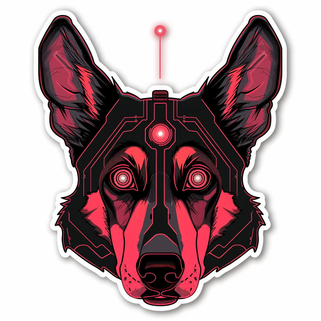 German Shepherd Dog cyber punk Vinyl Decal Sticker for Car, Laptop, Tumbler and more # F011510