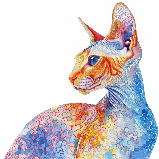 Adorable Cornish Rex Cat Expressive surreal Vinyl Decal Sticker for Car, Laptop, Tumbler and more # F021338-4" x 4"