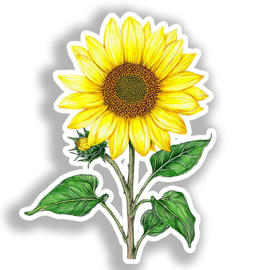 Sunflower Flower Vinyl Decal Sticker for Car, Laptop, Tumbler and more # A019054-4" x 4"