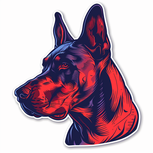 Doberman Pinscher Dog majestic Expressive surreal Vinyl Decal Sticker for Car, Laptop, Tumbler and more # F019547-4" x 4"
