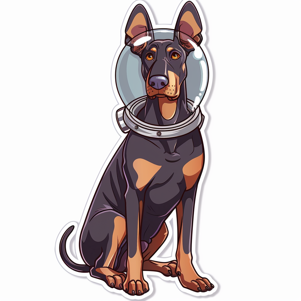 Cute and Adorable Doberman Pinscher Expressive surreal Vinyl Decal Sticker for Car, Laptop, Tumbler and more # F019641-4" x 4"