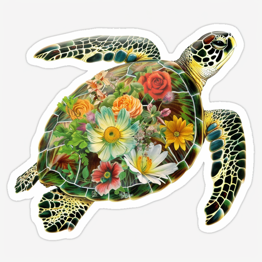 turtle majestic Expressive surreal Vinyl Decal Sticker for Car, Laptop, Tumbler and more # F022096-4" x 4"