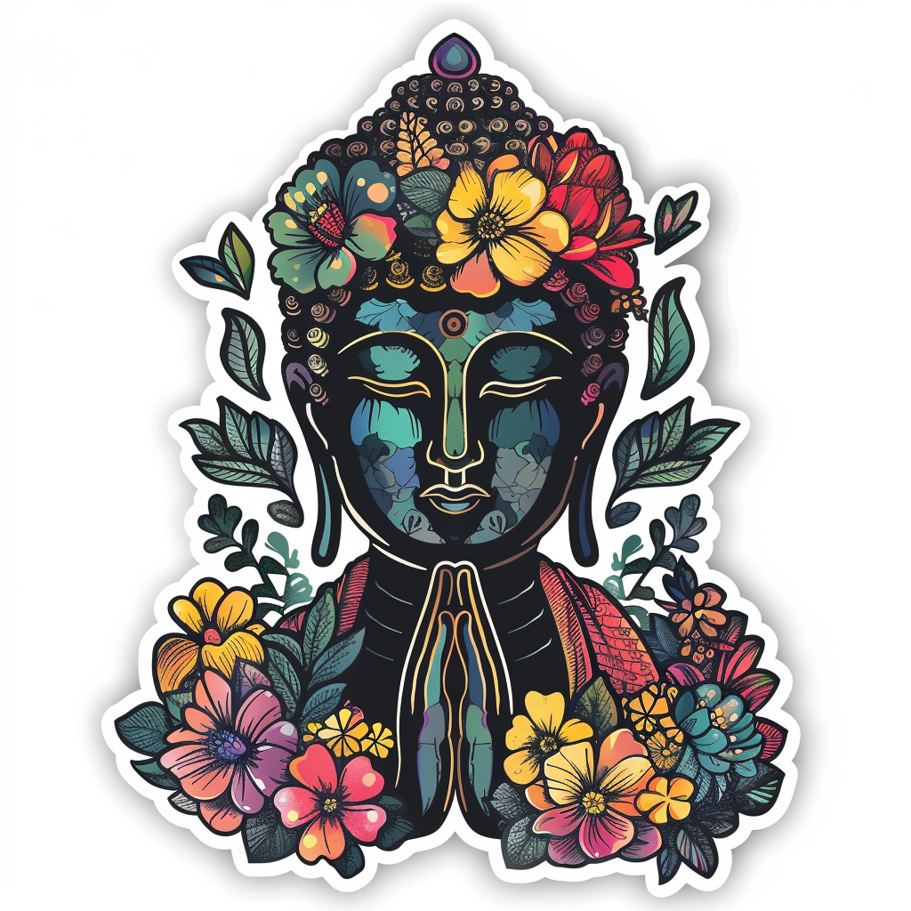 Buddha cartoon majestic Expressive surreal Vinyl Decal Sticker for Car, Laptop, Tumbler and more # F017000