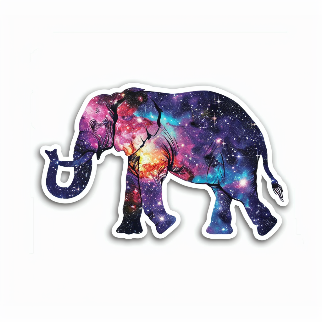 Elephant Expressive surreal Vinyl Decal Sticker for Car, Laptop, Tumbler and more # F022339-4" x 4"