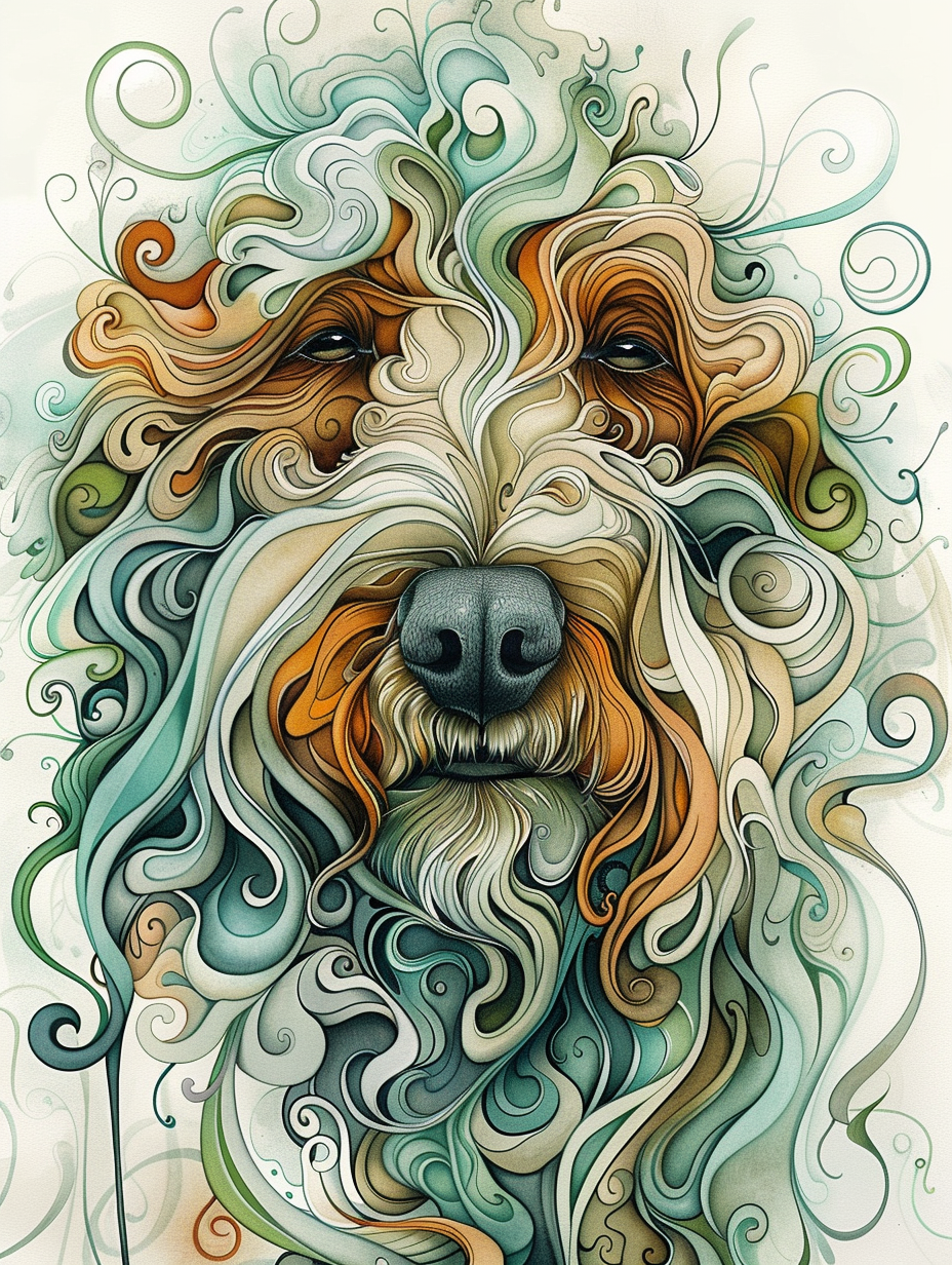 Poster of Goldendoodle dog Expressive surreal Poster # F024272