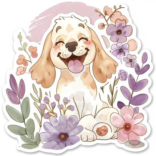 Adorable Cocker Spaniel Dog Expressive surreal Vinyl Decal Sticker for Car, Laptop, Tumbler and more # F020015-4" x 4"