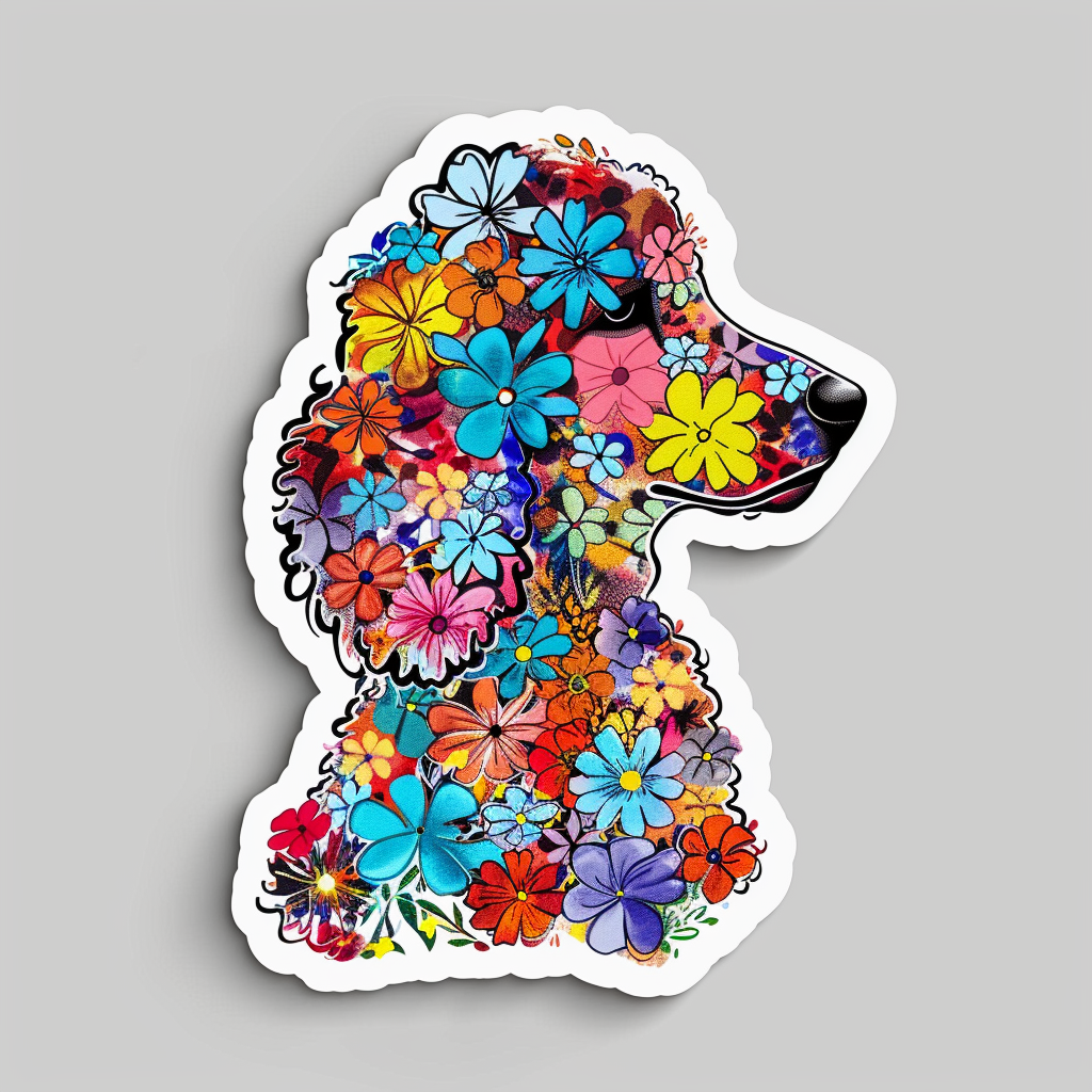 Poodle Dog floral Vinyl Decal Sticker for Car, Laptop, Tumbler and more # F012582