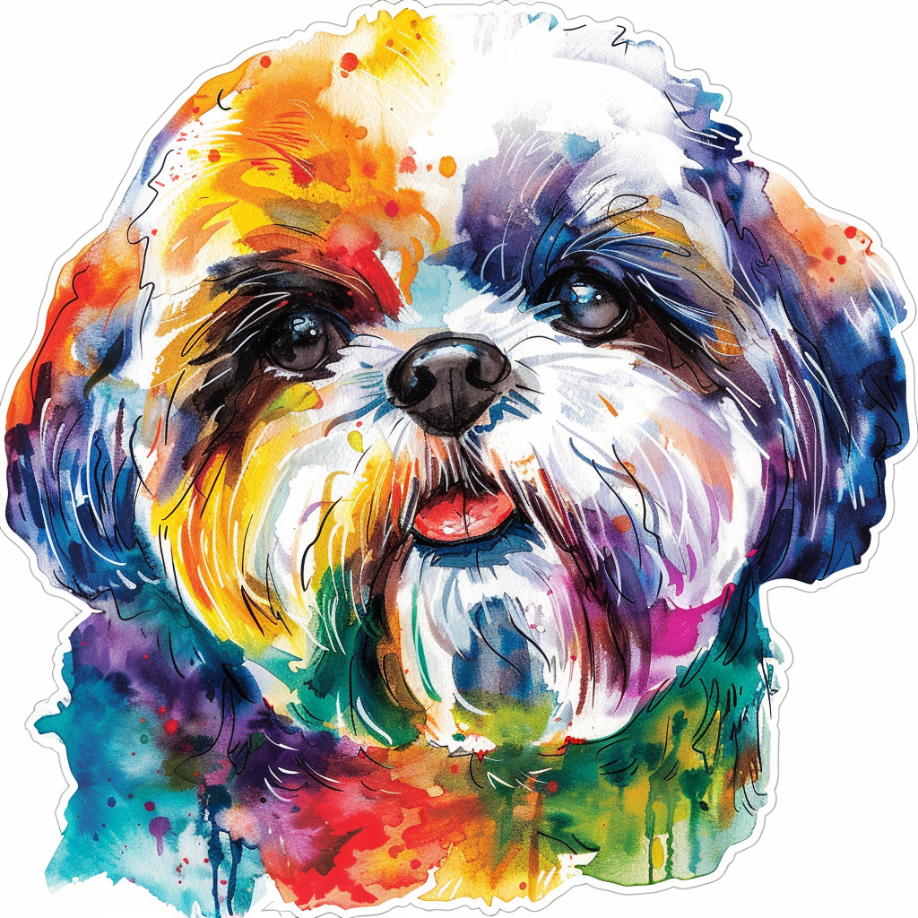 Adorable Shih Tzu Dog Expressive surreal Vinyl Decal Sticker for Car, Laptop, Tumbler and more # F018504