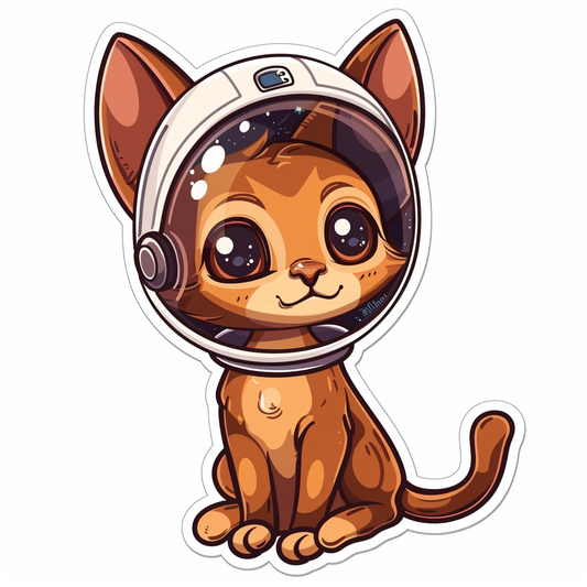Abyssinian Cat astronaut majestic Expressive surreal Vinyl Decal Sticker for Car, Laptop, Tumbler and more # F021322-4" x 4"