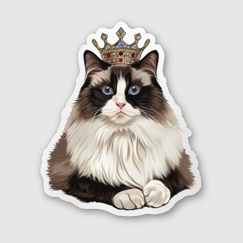 Ragdoll Cat crowned Vinyl Decal Sticker for Car, Laptop, Tumbler and more # F010216