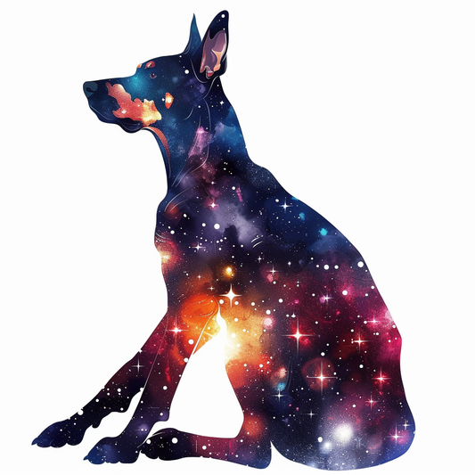 Doberman Pinscher Dog galaxy majestic Expressive surreal Vinyl Decal Sticker for Car, Laptop, Tumbler and more # F019478-4" x 4"