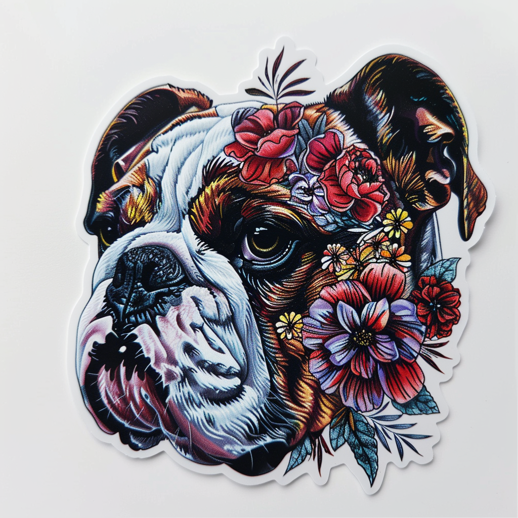 Bulldog Dog majestic Expressive surreal Vinyl Decal Sticker for Car, Laptop, Tumbler and more # F017589