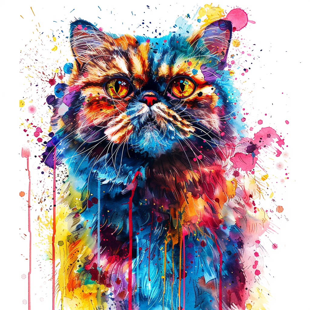 Persian Cat Expressive surreal Vinyl Decal Sticker for Car, Laptop, Tumbler and more # F016086