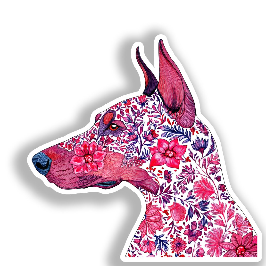 Doberman Pnscher Dog Vinyl Decal Sticker for Car, Laptop, Tumbler and more # A019646-4" x 4"