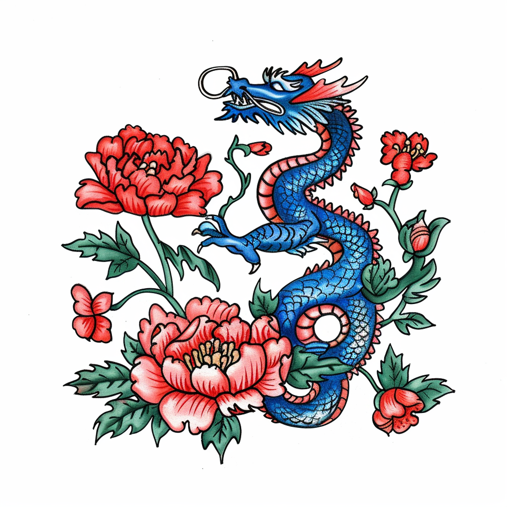 Dragon floral majestic Expressive surreal Vinyl Decal Sticker for Car, Laptop, Tumbler and more # F019083