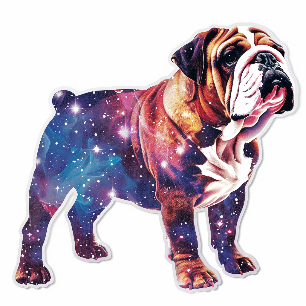 Bulldog Dog galaxy majestic Expressive surreal Vinyl Decal Sticker for Car, Laptop, Tumbler and more # F017491