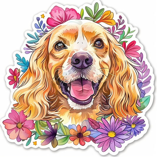 Adorable Cocker Spaniel Dog Expressive surreal Vinyl Decal Sticker for Car, Laptop, Tumbler and more # F020002-4" x 4"