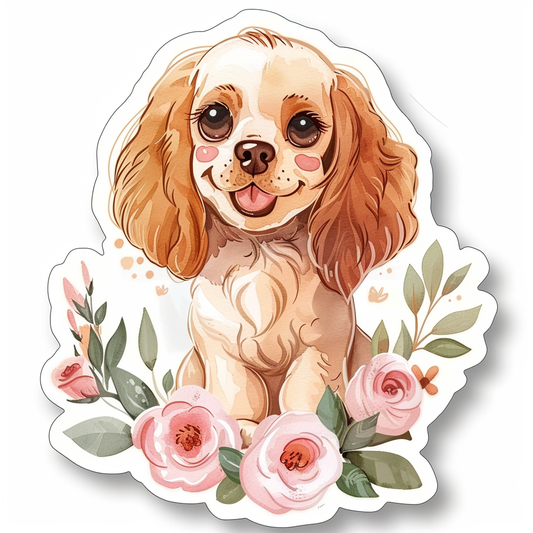 Adorable Cocker Spaniel Dog Expressive surreal Vinyl Decal Sticker for Car, Laptop, Tumbler and more # F019969-4" x 4"