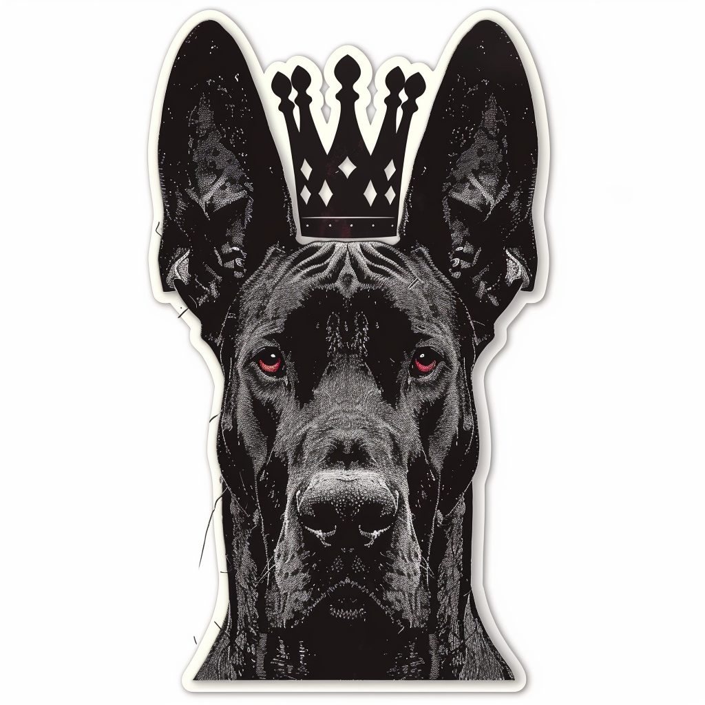 Great Dane Dog crowned majestic Expressive surreal Vinyl Decal Sticker for Car, Laptop, Tumbler and more # F017817